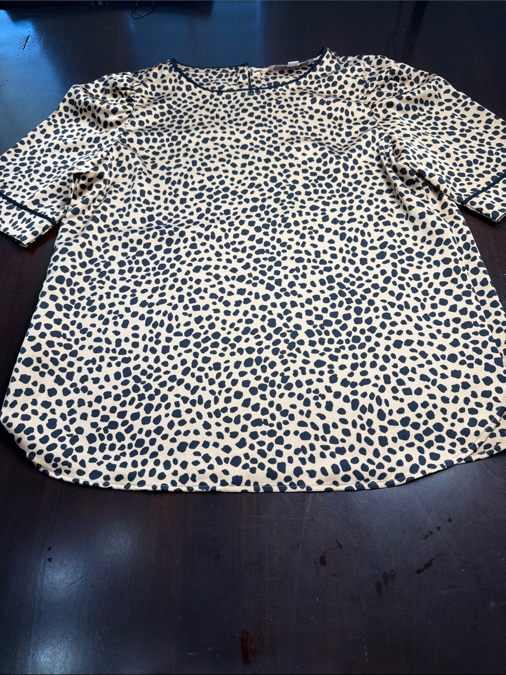 LOFT Black and Cream Spotted Top; Small